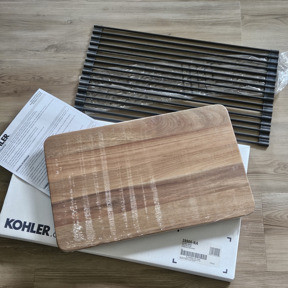 Kohler Cutting Board & Roll-up Dish rack New